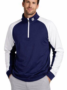 FOOTJOY 1/2 Zip Pullover Jacket Nylon Blend Stretch Golf Navy White Men's XL